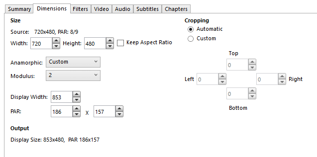 Handbrake Adjusted PAR