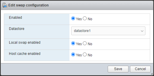 Datastore Swap dialog