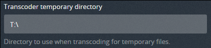 Plex Transcoder temporary directory setting